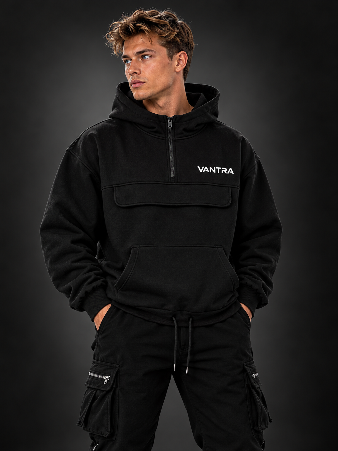 VANTRA DARK MATTER — Zip Collar Sweatshirt VANTRA